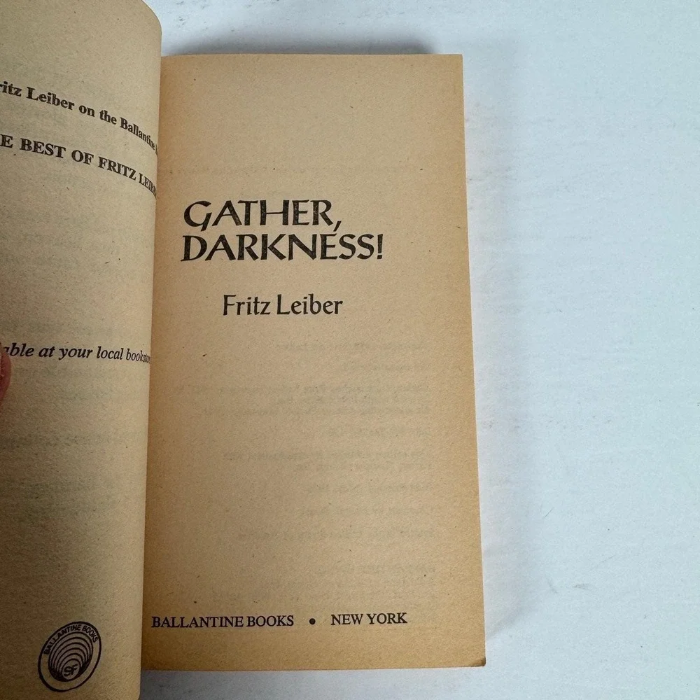 Gather, Darkness! Fritz Leiber 1975 First Printing Ballantine‎ Science Fiction